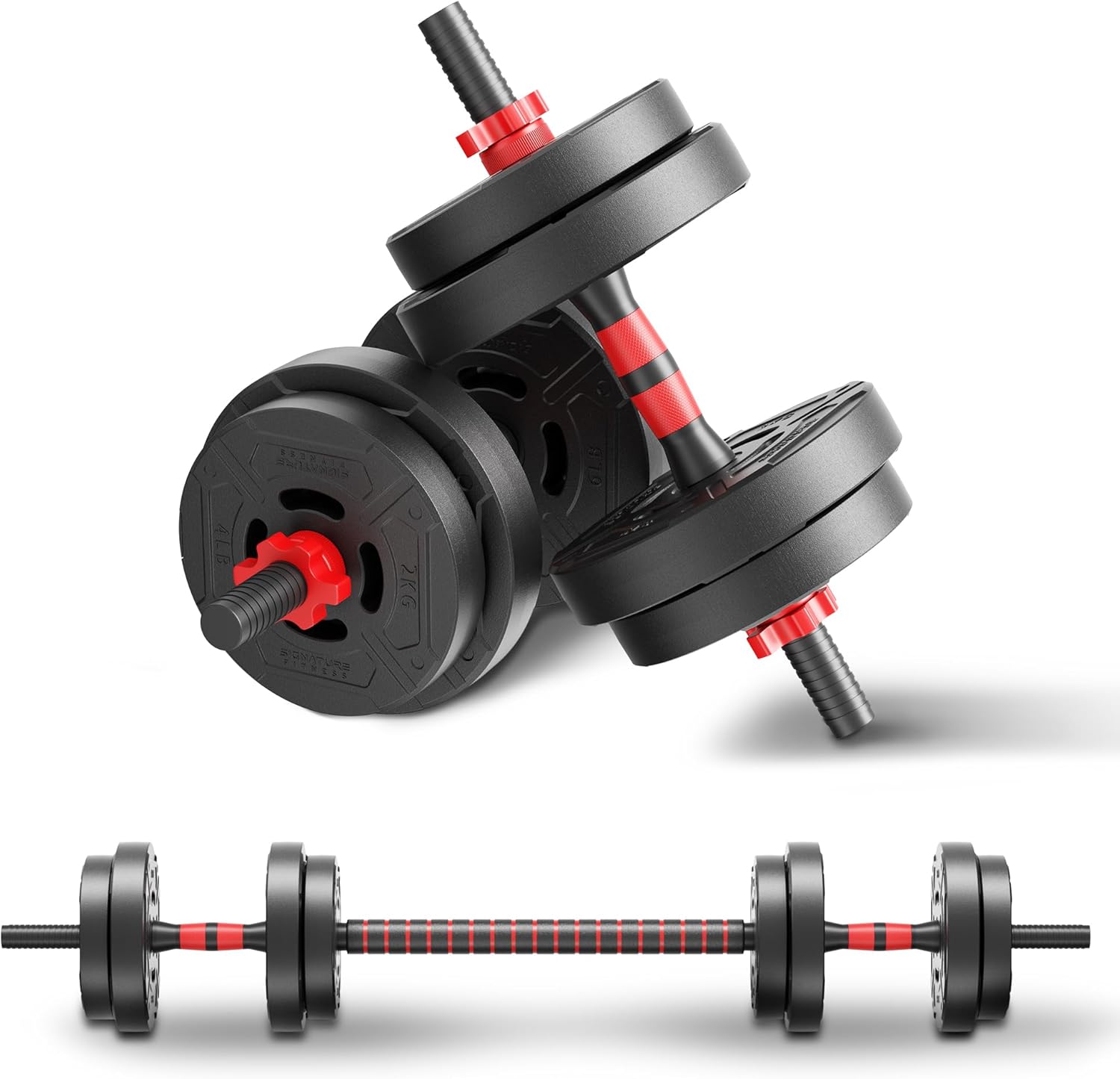 Home Gym Kit - 22lb 2-in-1 Verstellbares Hantel- und Langhantel-Set