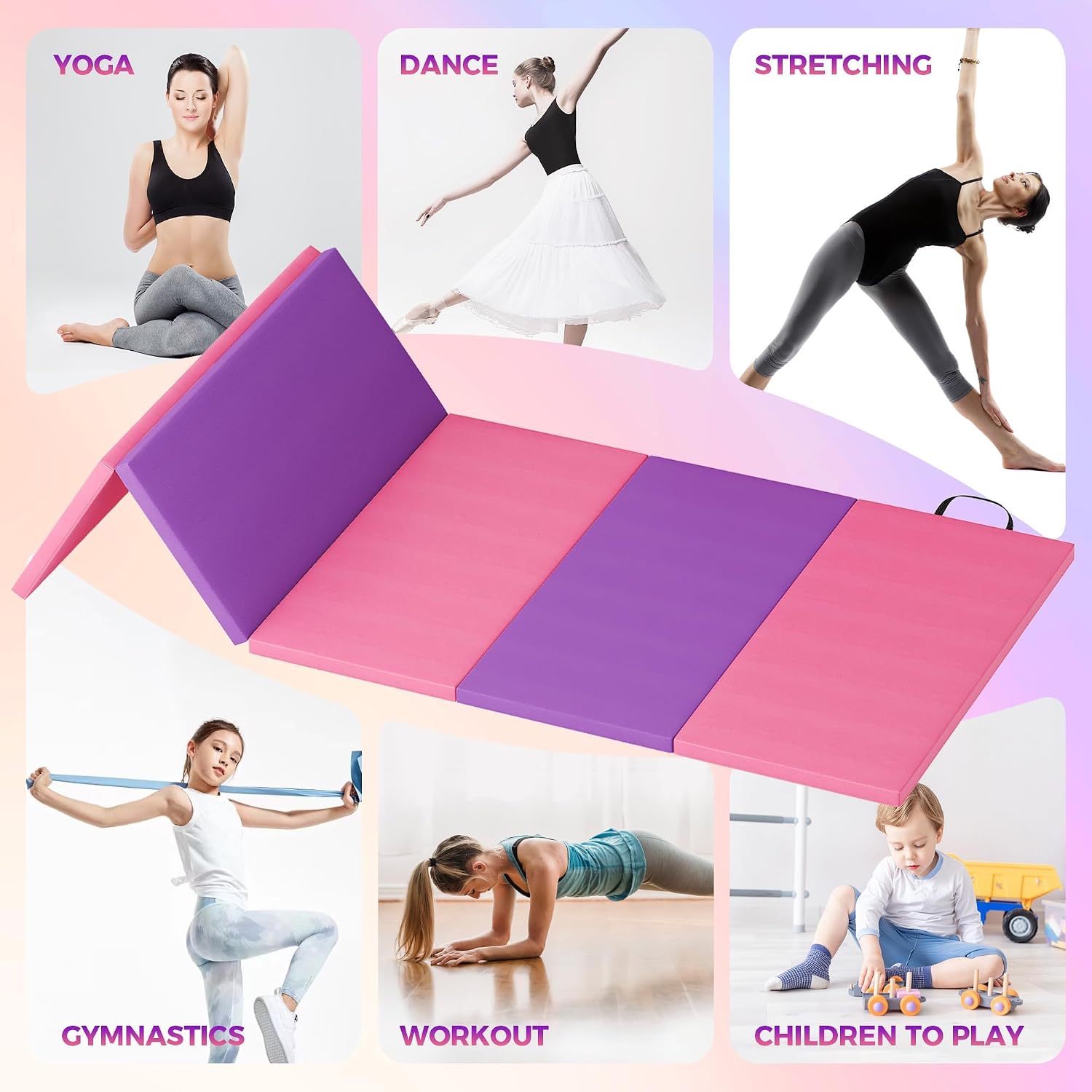 Home Gym Floor - Faltbare Yogamatte, Gymnastikmatte, 5-fach faltbare Übungsmatte