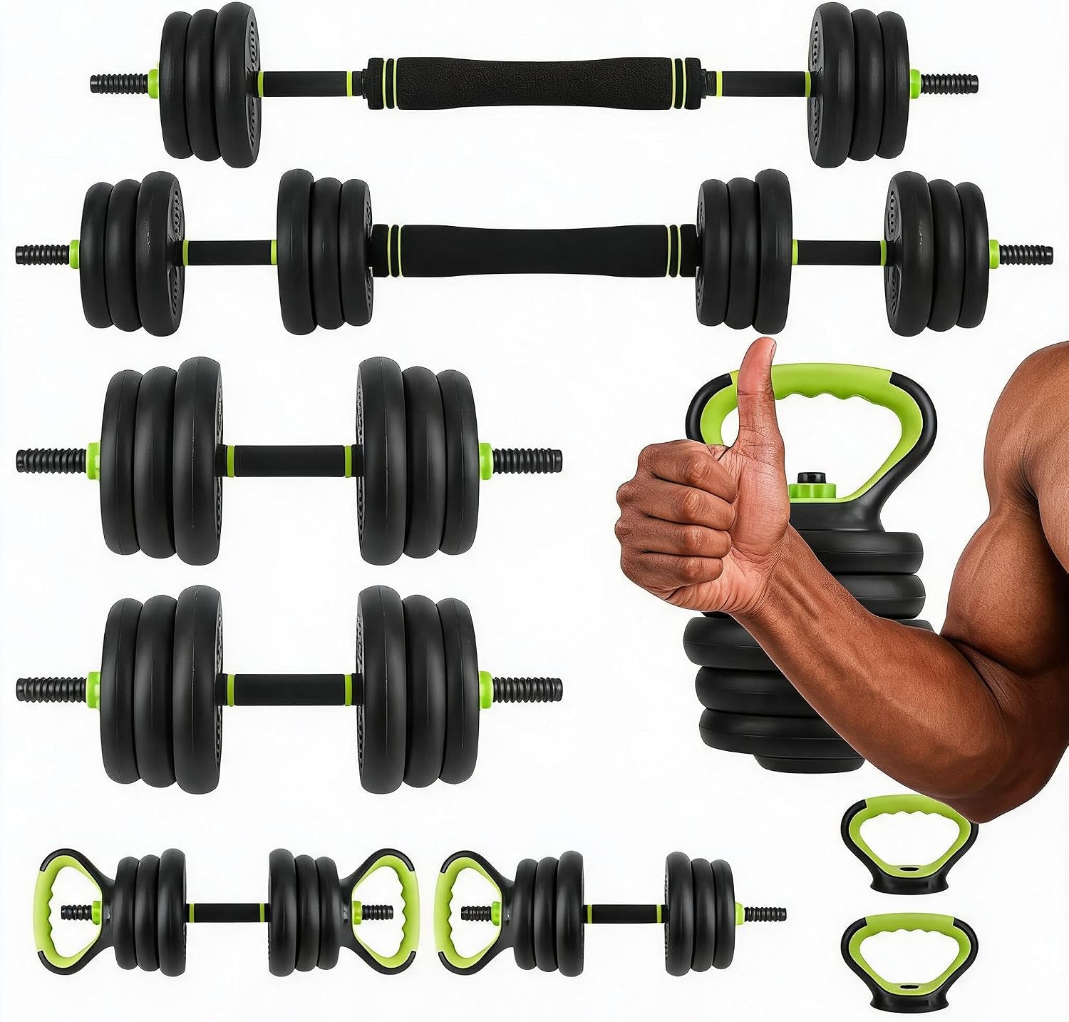 Home Gym Kit - 4-in-1 Verstellbares Hantelset, 44 lbs Freigewicht-Set,
