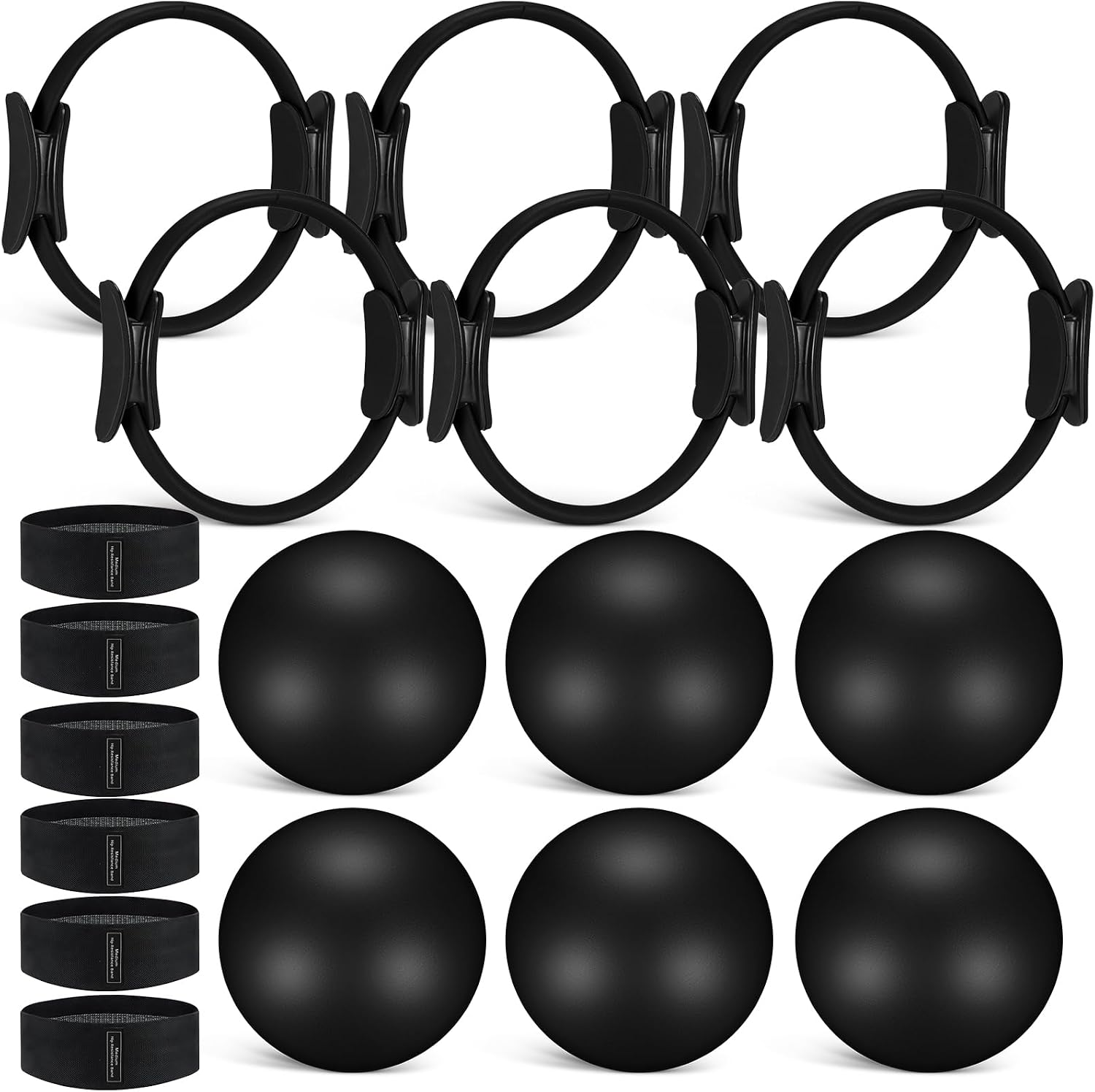 Resistance Loop Mini Band - 18-teiliges Pilates-Ring- und Ball-Set mit Widerstandsbändern,