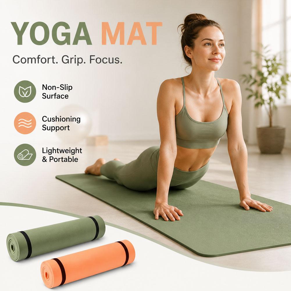 Home Gym Floor - Dicke Yogamatte, rutschfeste Sport-Fitnessmatte, EVA-Komfortschaum-Yogamatte für