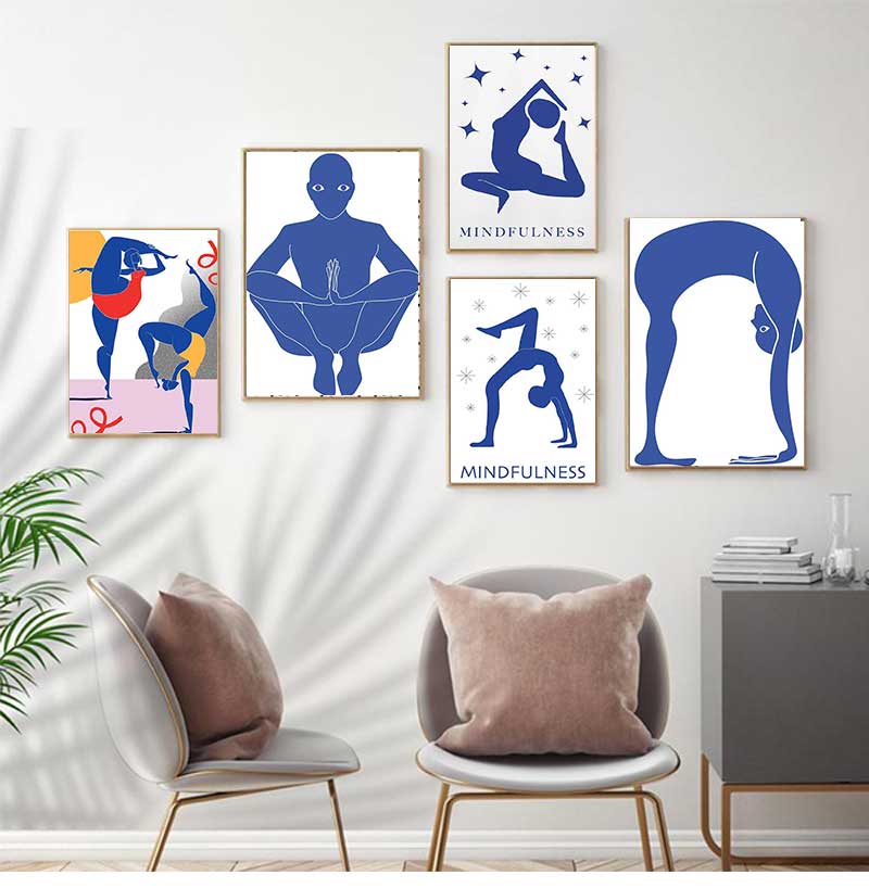 Home Gym Yoga Studio - Heimtraining, Fitnessstudio, Yoga, Pose, abstraktes Poster,