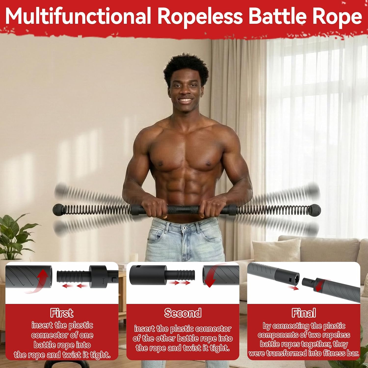 Home Gym Full Body - 2-in-1 Verbessertes kabelloses Battle Rope Power