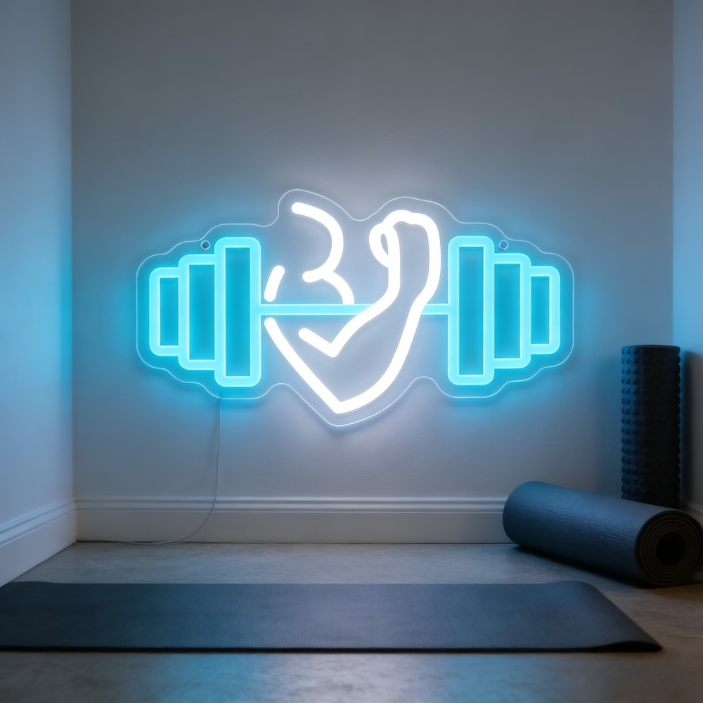 Home Gym Yoga Studio - Bizeps-Hantel Neon-Schild LED-Wandkunst für Heimfitness, Yoga-Studio,